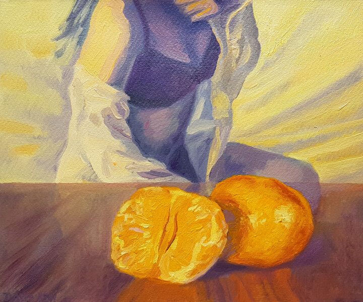 Peinture intitulée "Clémentines" par David Benayoun, Œuvre d'art originale, Huile