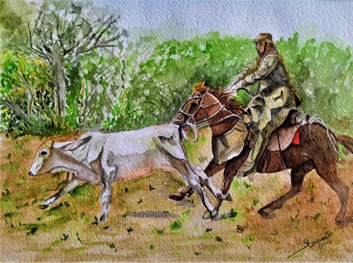 O Sertanejo 绘画, 9.1x12.2 in