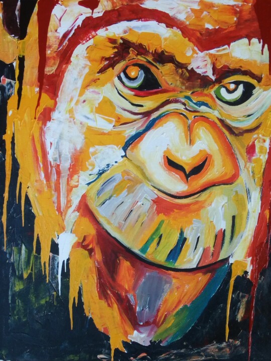 Ape- painting 绘画, 19.7x15.8 in