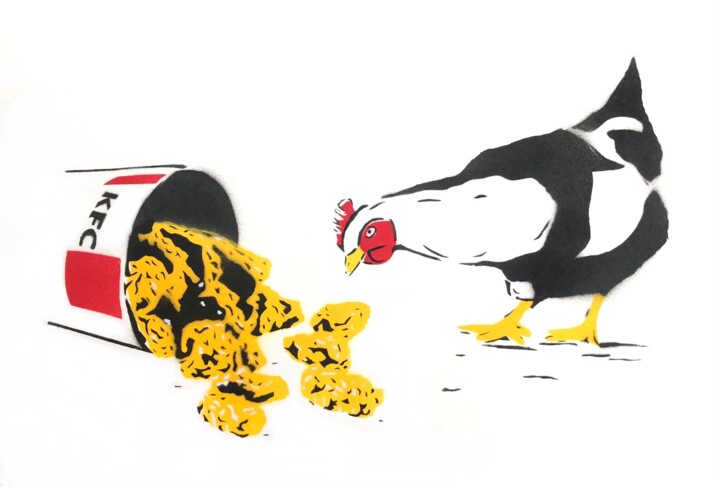 Chicken vs Chicken 图画, 11.8x16.5 in