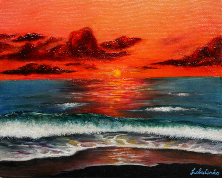 Pittura intitolato "Obsession - orange…" da Olesia Lebedenko, Opera d'arte originale, Lacca Montato su Telaio per barella in…