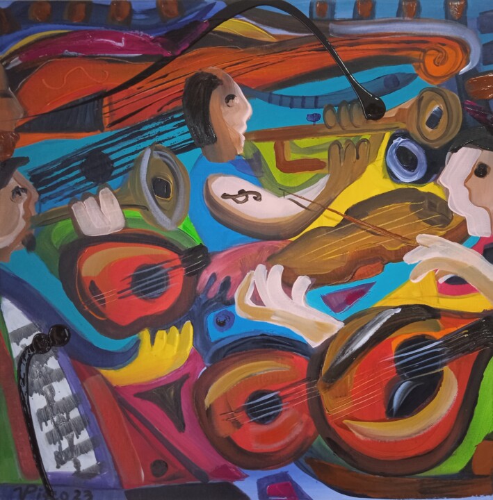 Chamar a música 绘画, 19.7x19.7 in