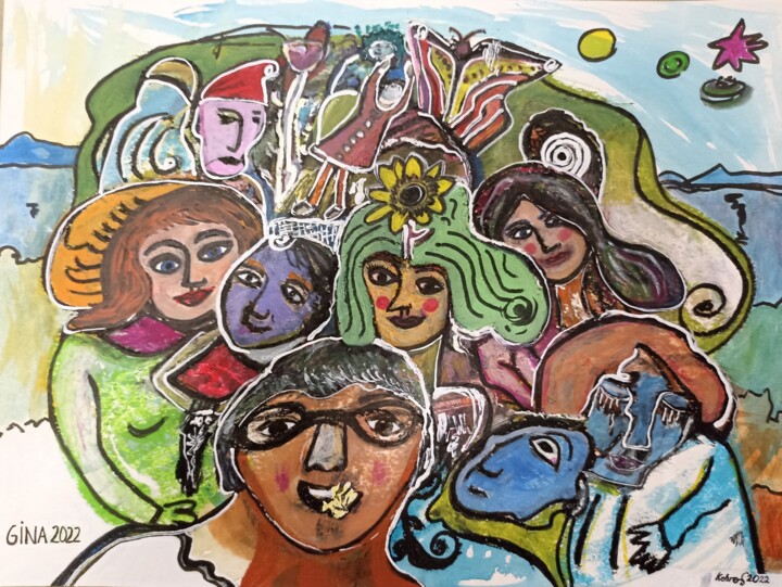 Together 绘画, 14.2x18.9 in