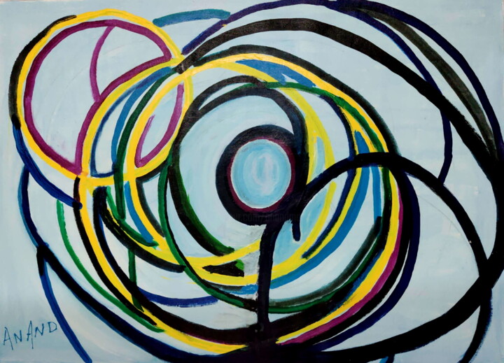 Painting titled "NEOTERIC ABSTRACT-3" by Anandswaroop Manchiraju, Original Artwork, Acrylic