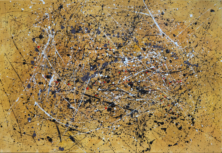 Pollock style dripping drip art abstract expressionism 绘画, 39.4x63 in