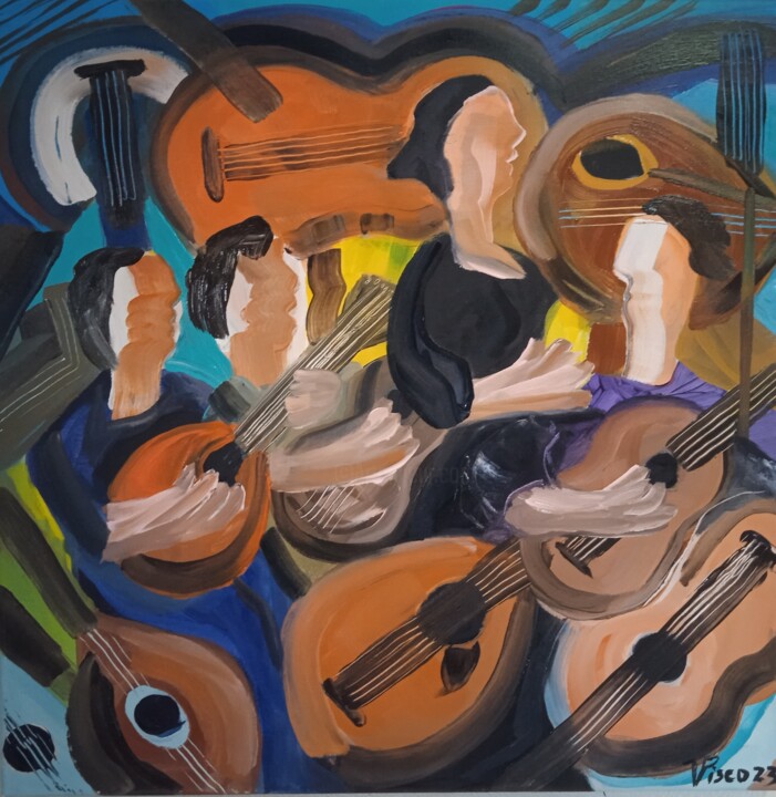 Fado em Alcântara 绘画, 19.7x19.7 in