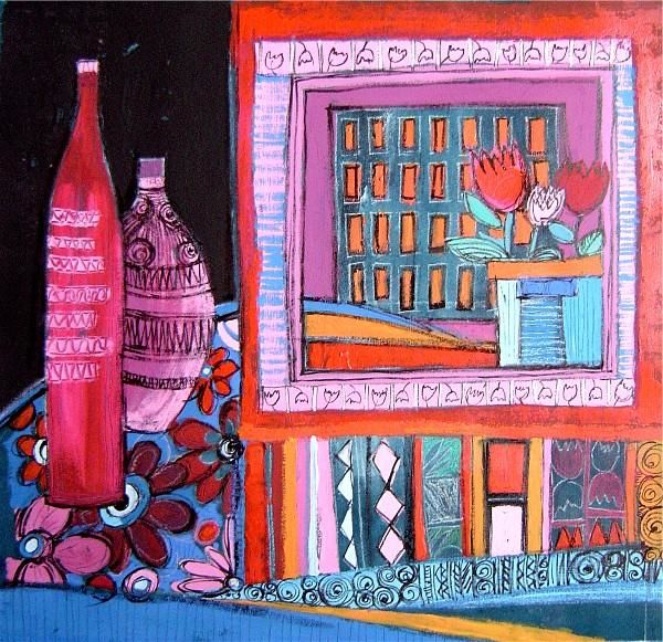 Peinture intitulée "Bouteilles.jpg" par Catherine Suchocka, Œuvre d'art originale, Huile
