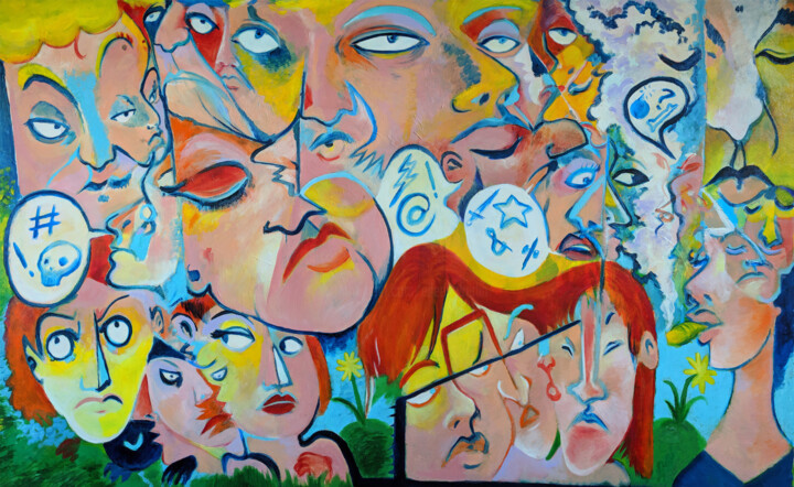 Crowded 绘画, 30x48 in