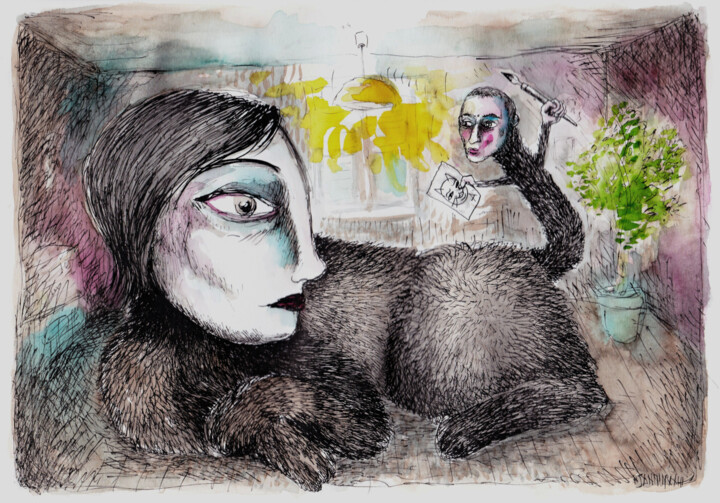 Chat du dimanche 图画, 8.3x11.7 in