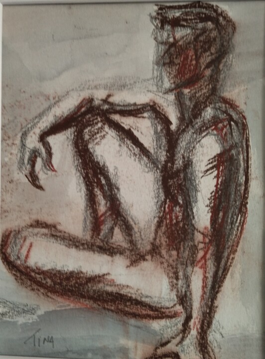 Homme nu assis 1 그림, 9.1x6.7 in