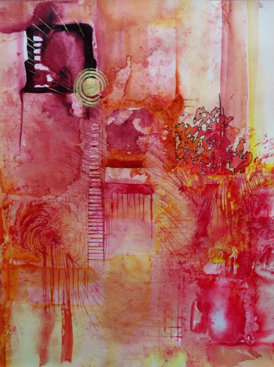 Peinture intitulée "Effervescence - enc…" par Clau Redier-Clément, Œuvre d'art originale, Encre