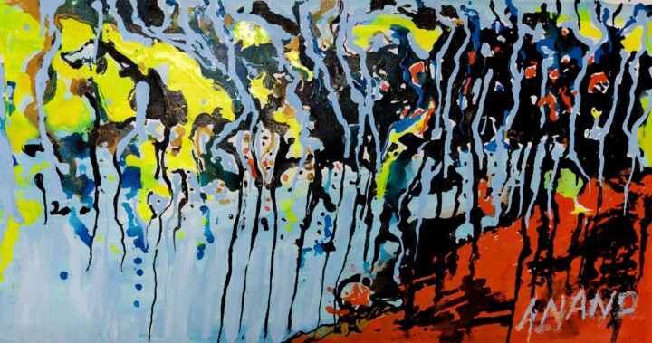 ABSTRACT ACTION PAINTING-2 绘画, 20.5x40 in