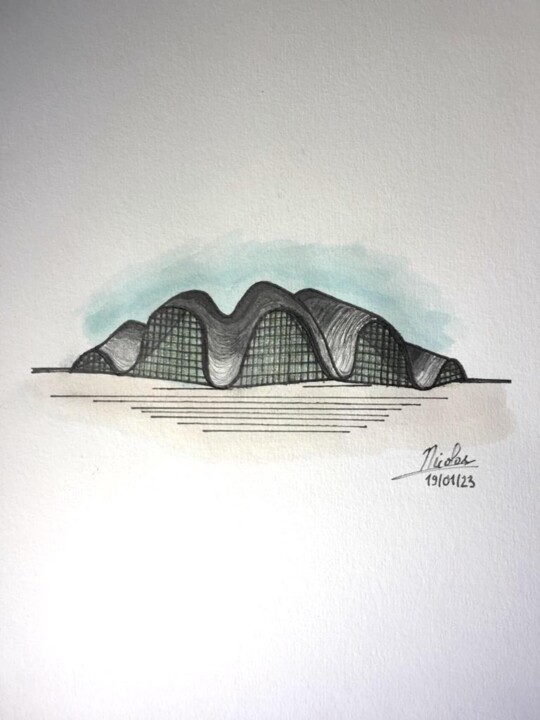 Drawing titled "Shell Structure" by Nicolas Chammat, Original Artwork, Pencil