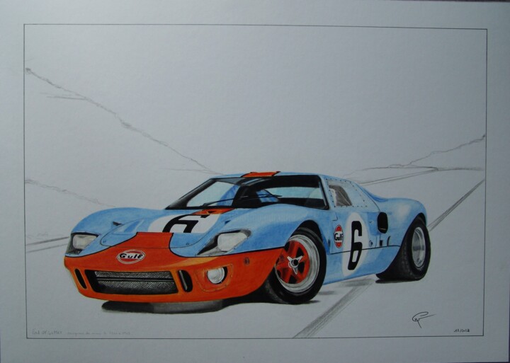 dessin voiture Ford gt 40 mk1 图画, 22.8x30.7 in
