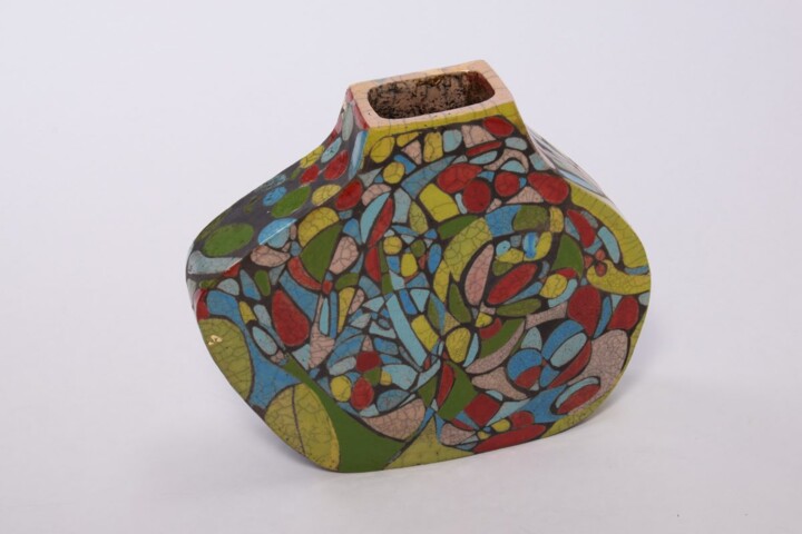 Skulptur mit dem Titel "Vase Asia II" von Martina Kutschera, Original-Kunstwerk, Ton