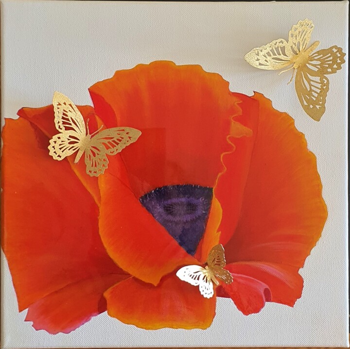 Peinture intitulée "Coquelicot" par Nausicaa Scheidt, Œuvre d'art originale, Acrylique Monté sur Châssis en bois