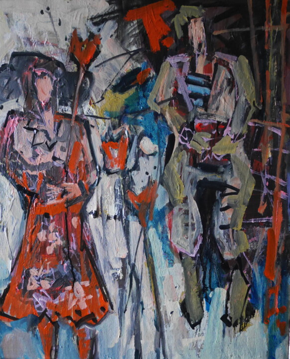 LES PARENTS AU JARDIN 绘画, 21.7x18.1 in