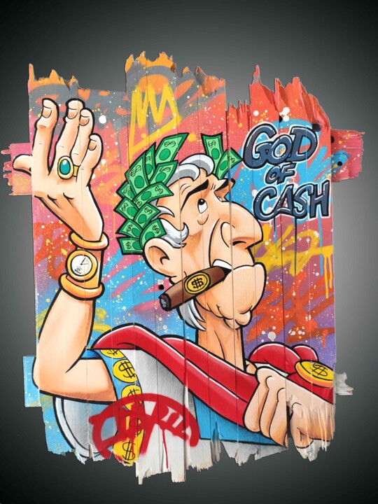 绘画 标题为“GOD OF CASH” 由David Nicolas (Daru), 原创艺术品, 喷漆