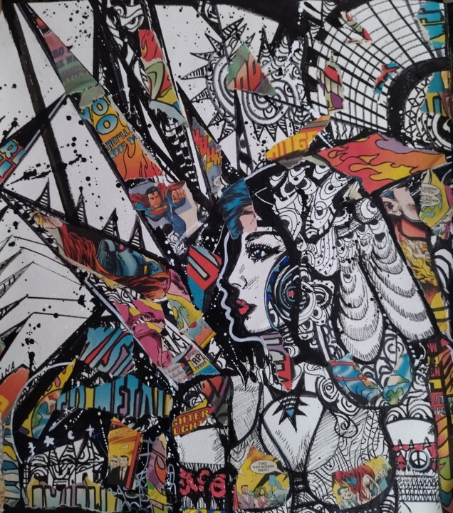 La guerrière 图画, 15.8x14.2 in