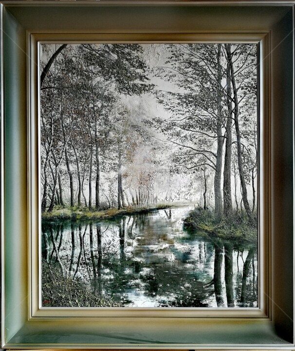 Peinture intitulée ""WIEPRZ" RIVER" par Gregory King (Grzegorz Król), Œuvre d'art originale, Huile