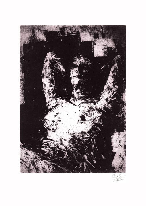 Gravures & estampes intitulée "Portrait XIII" par Clement Scarpi, Œuvre d'art originale, Eau-forte