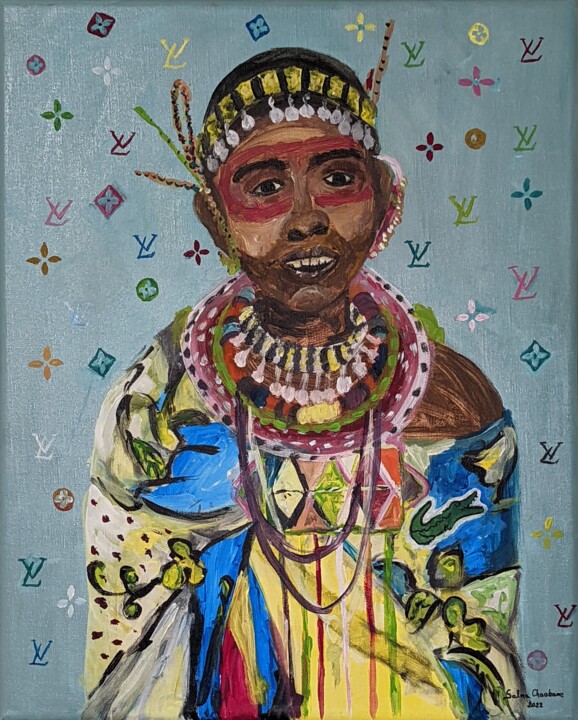 Maasai 绘画, 19.7x15.8 in
