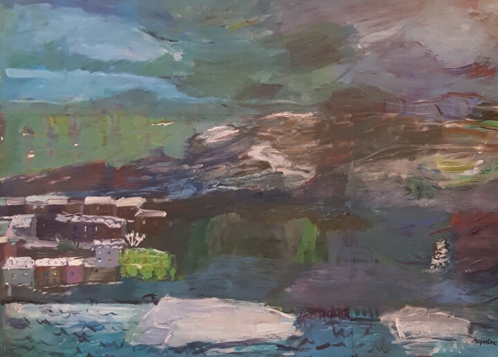 Peinture intitulée "LA BANQUISE FOND" par Mchartrie, Œuvre d'art originale, Acrylique Monté sur Châssis en bois