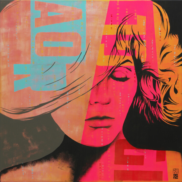 Painting titled "The Blonde 2022" by Ronald Hunter, Original Artwork, Acrylic Mounted on Wood Stretcher frame