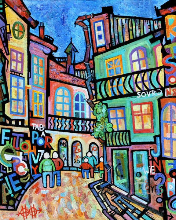 Peinture intitulée "Night Porto walks #2" par Nikita Ostapenco, Œuvre d'art originale, Huile Monté sur Châssis en bois