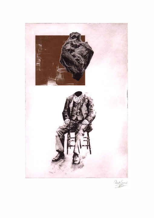 Gravures & estampes intitulée "The Headstone" par Clement Scarpi, Œuvre d'art originale, Gravure