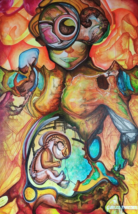 Ζωγραφική με τίτλο "The gestation of an…" από Carlos Paredes Colin, Αυθεντικά έργα τέχνης, Ακρυλικό