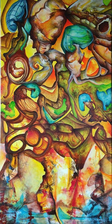 Ζωγραφική με τίτλο "The gestation of an…" από Carlos Paredes Colin, Αυθεντικά έργα τέχνης, Ακρυλικό