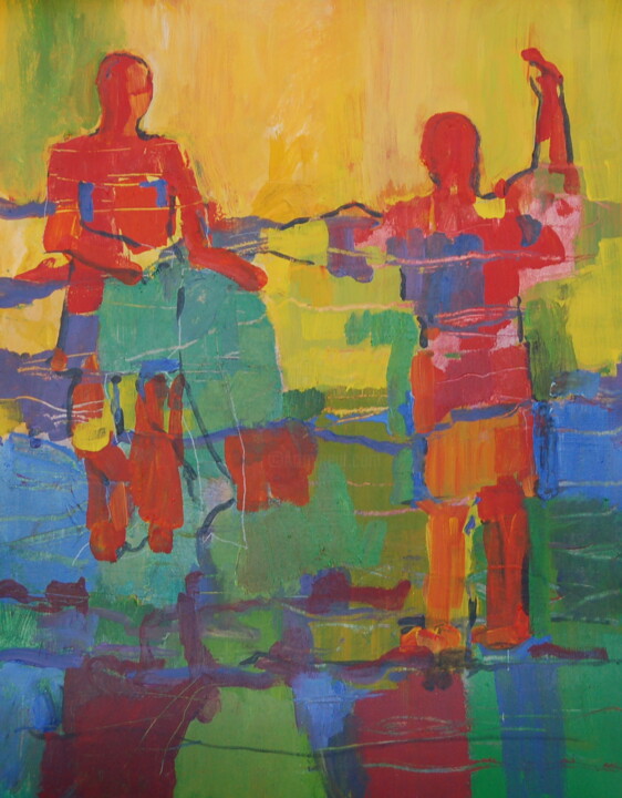 ...throw the first stone...! 绘画, 25.2x19.7 in