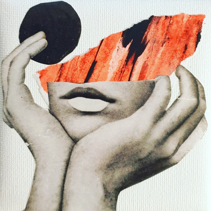 Collages intitulée "Mounya" par Julie Verhague, Œuvre d'art originale, Collages Monté sur Carton