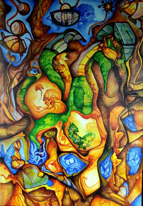 Peinture intitulée "Experiment Part 1" par Carlos Paredes Colin, Œuvre d'art originale, Acrylique