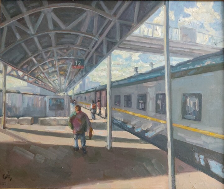 Ноябрьский день у Вокзала. 绘画, 19.7x23.6 in