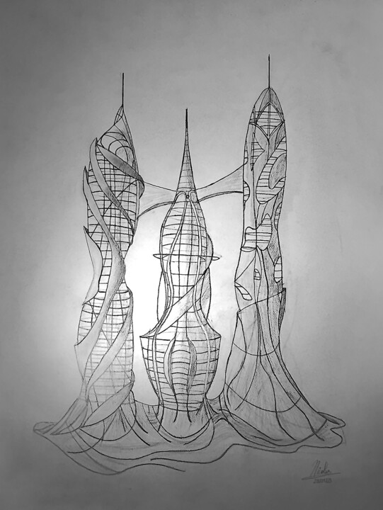 Drawing titled "Atlantica" by Nicolas Chammat, Original Artwork, Graphite