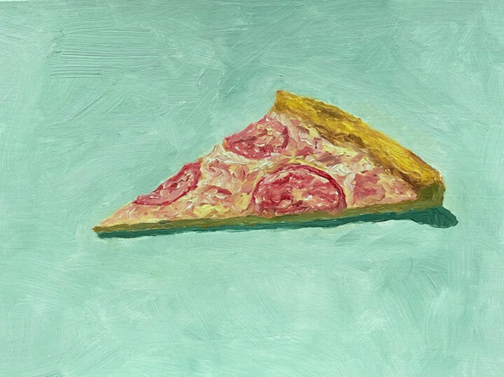 PIZZA II — CONTEMPORARY POP ART REALISTIC MODERN STILL LIFE 绘画, 8.3x11 in