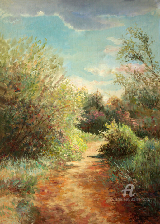 "Sunny road to the s…" başlıklı Tablo Vladimir Volosov tarafından, Orijinal sanat, Petrol Ahşap Sedye çerçevesi üzerine mont…