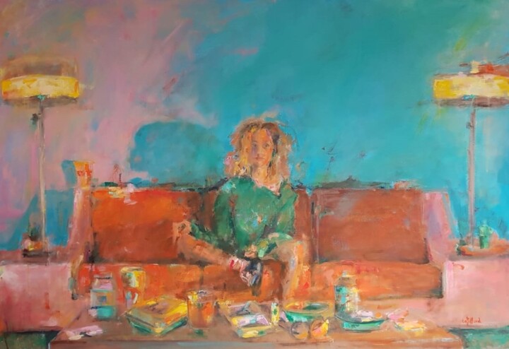 Malerei mit dem Titel "Quelle soirée!!!!" von Isabelle Cotillard, Original-Kunstwerk, Öl Auf Keilrahmen aus Holz montiert