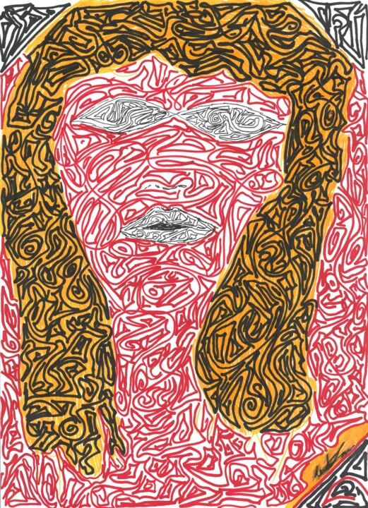 Drawing titled "Medeira" by Antonio Serrao, Original Artwork, Ballpoint pen