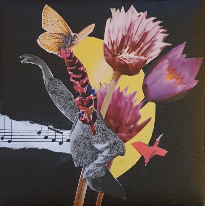 Collages intitulée "Evodie" par Julie Verhague, Œuvre d'art originale, Collages Monté sur Carton