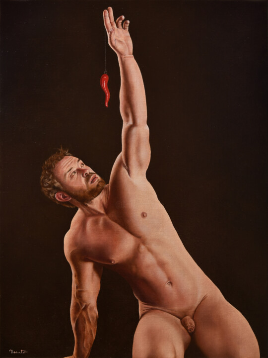 Painting titled "Lucky red" by Antonio Nasuto, Original Artwork, Oil
