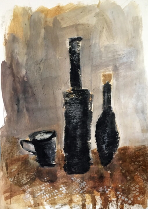 Drawing titled "Still Life With Bo…" by Lena Ru, Original Artwork, Charcoal