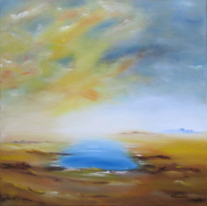 Painting titled "Vent de sable" by Martial Dumoulin, Original Artwork, Oil Mounted on Wood Stretcher frame