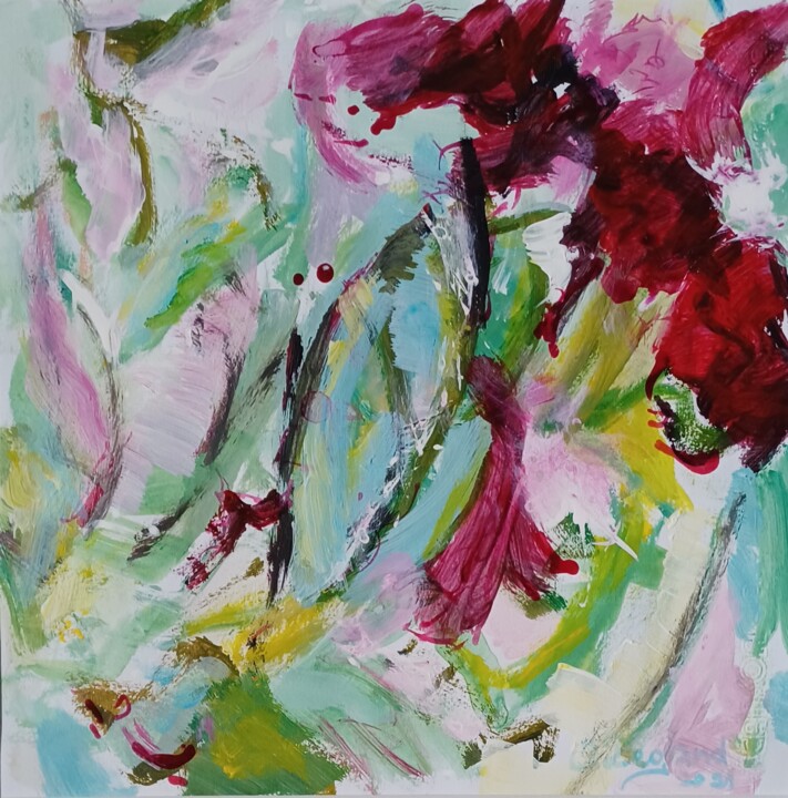 Fantaisie pourpre / 3 绘画, 9.5x9.5 in