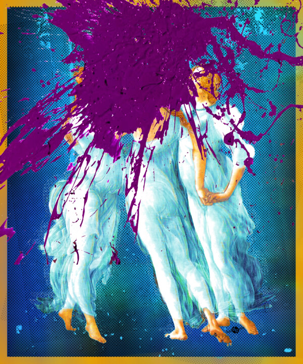 Botticelli Pop Remix Ruined 绘画, 20x15 in
