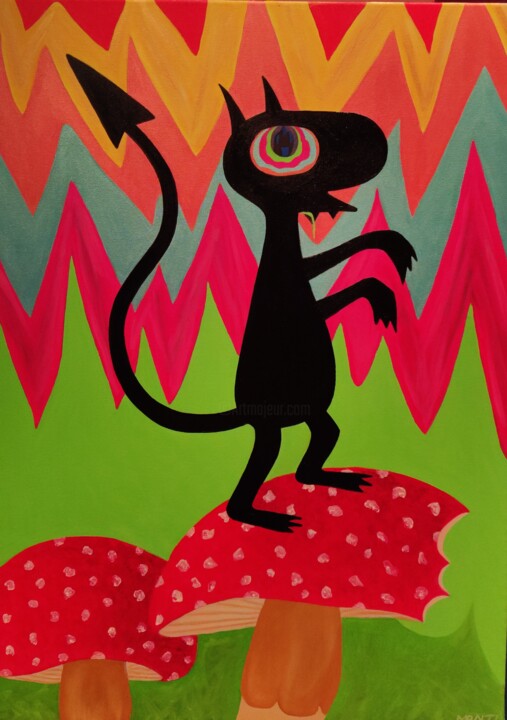 PsyLuci on magik fungus 绘画, 27.6x19.7 in