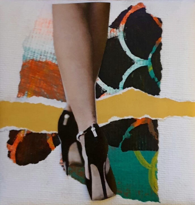 Collages intitulée "D'un pas, décider" par Julie Verhague, Œuvre d'art originale, Collages Monté sur Carton