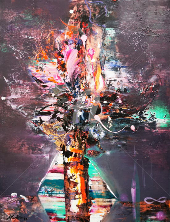 Spontaneous Melancholic Still Life Abstract Painting By O KL 绘画, 31.5x23.6 in